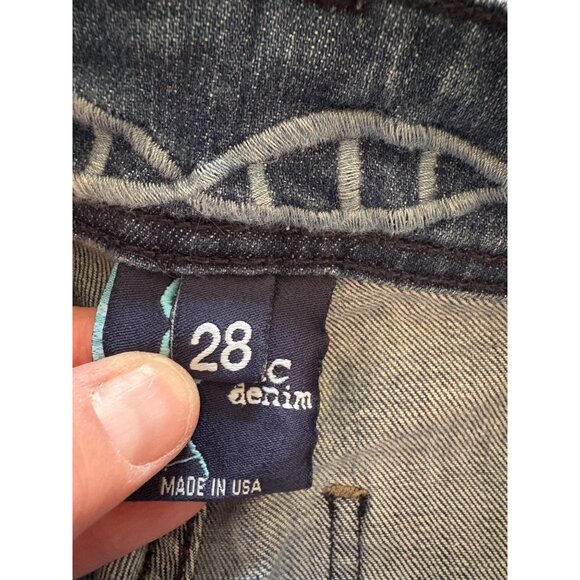 Vintage Genetic Denim Y2K Mutated Gene Wide Leg Jeans Made in USA Size 28 - Picture 5 of 16